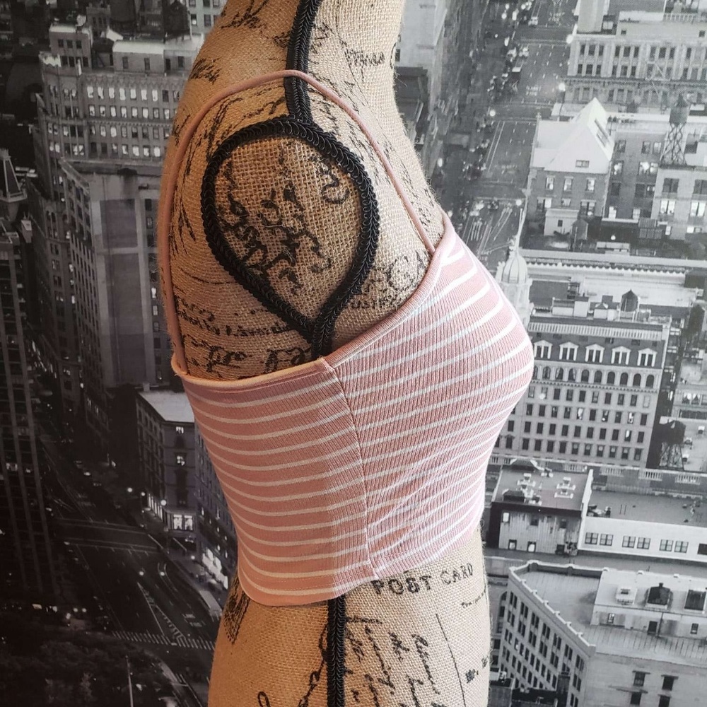 Shein Pink & White Cropped Tank Small